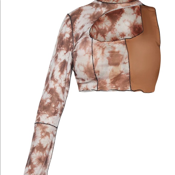 PRETTY LITTLE THING Tie Dye Sheer Mesh Crop Top - Picture 2 of 3